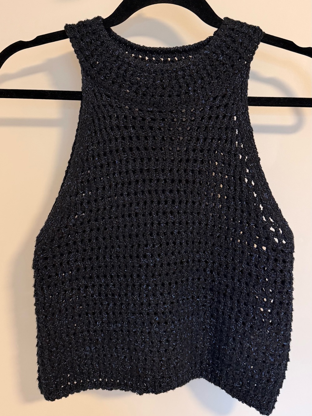 House of Harlow Dark Blue Metallic Sweater Crop Top